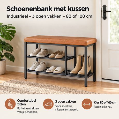 Praktische toepassing en keuzehulp voor schoenenbank met kussen