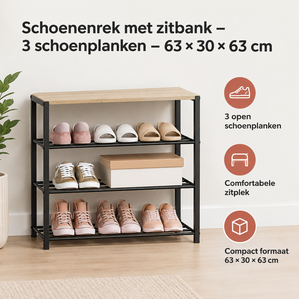 Belangrijkste voordelen en eigenschappen van schoenenrek met zitbank