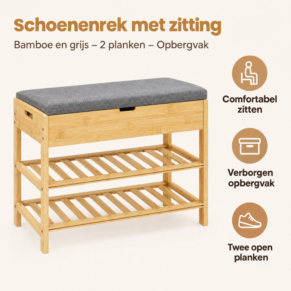 Belangrijkste voordelen en eigenschappen van schoenenrek met zitting