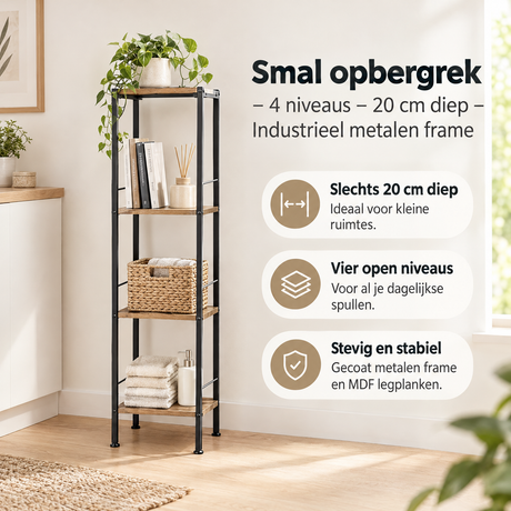 Praktische toepassing en keuzehulp voor smal opbergrek