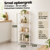 Afmetingen en productspecificaties van smal opbergrek