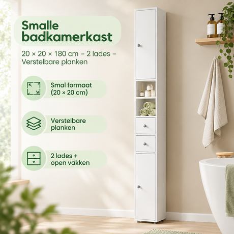 Praktische toepassing en keuzehulp voor smalle badkamerkast