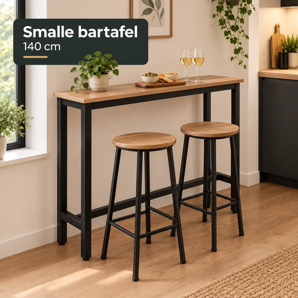 smalle bartafel 140 cm in gebruik in een passende praktijksituatie