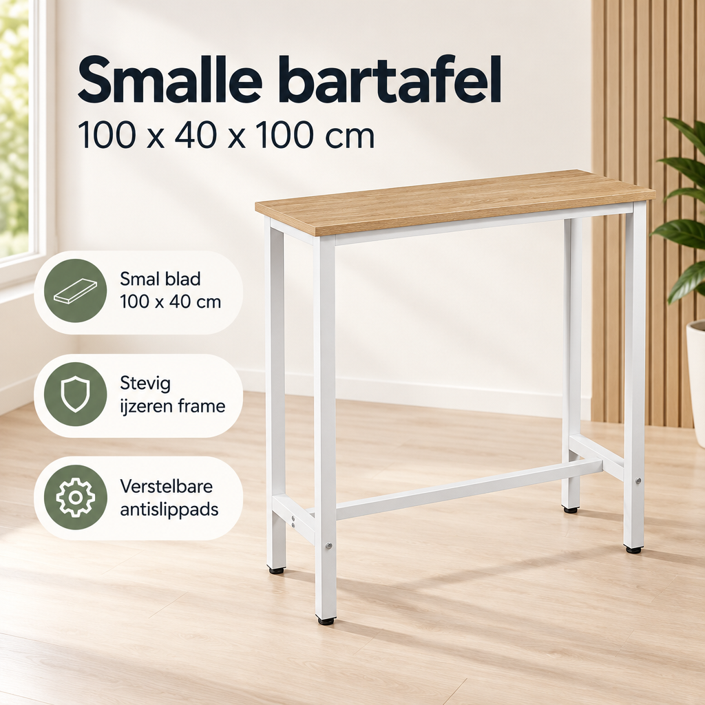 Praktische toepassing en keuzehulp voor smalle bartafel