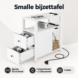 Overzicht van smalle bijzettafel met de belangrijkste productvoordelen