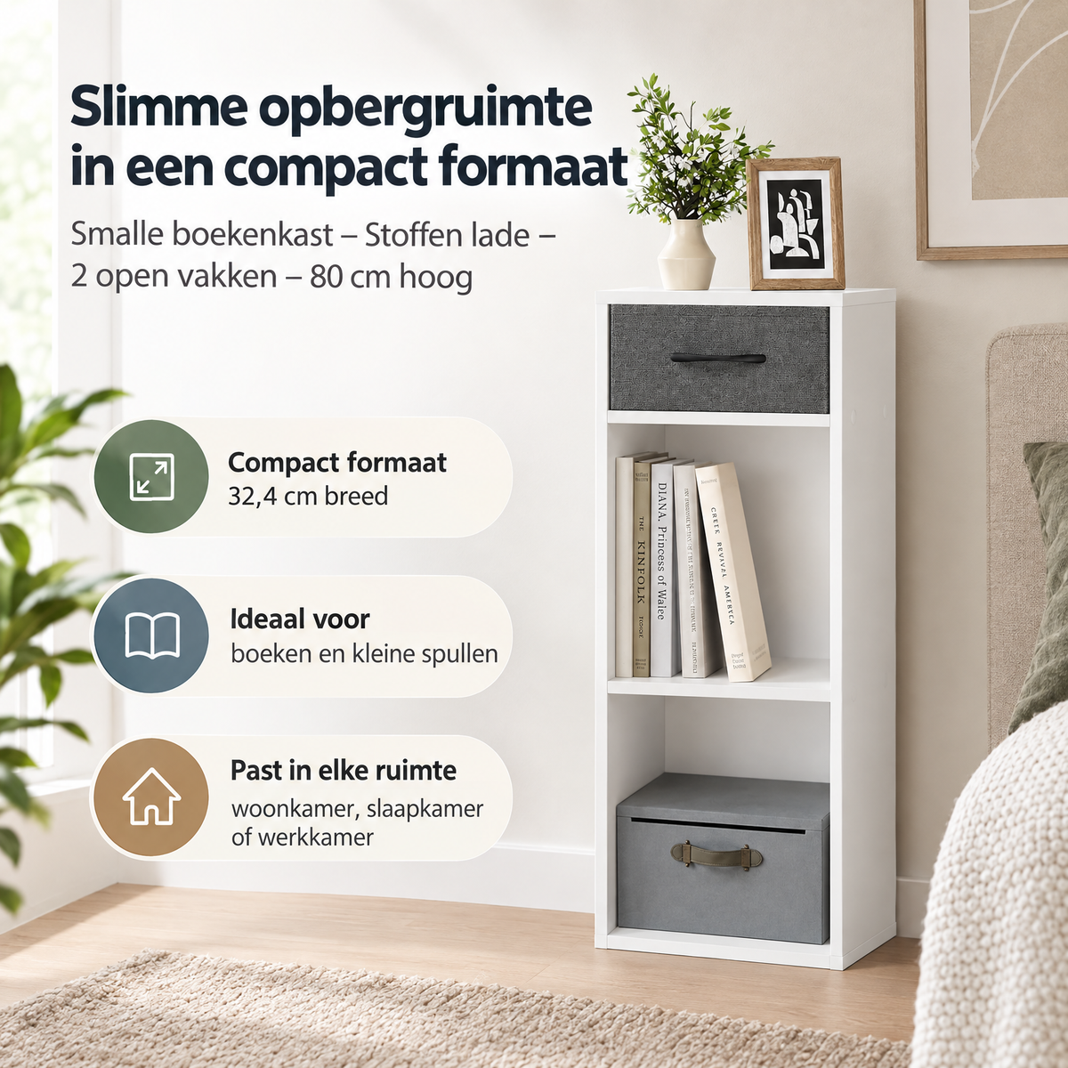 Praktische toepassing en keuzehulp voor smalle boekenkast