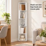 smalle hoekboekenkast in gebruik in een passende praktijksituatie