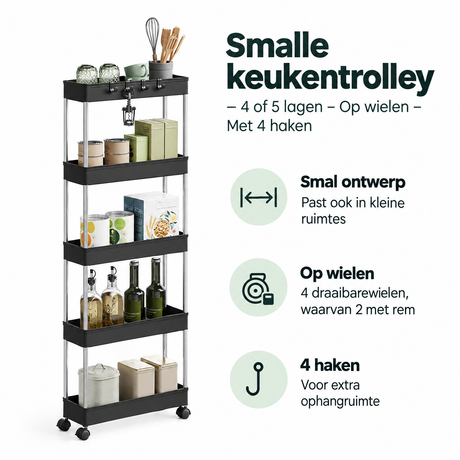 Belangrijkste voordelen en eigenschappen van smalle keukentrolley