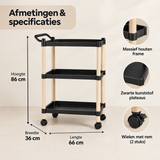 Afmetingen en productspecificaties van smalle keukentrolley