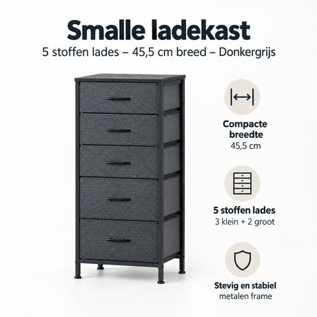 Belangrijkste voordelen en eigenschappen van smalle ladekast