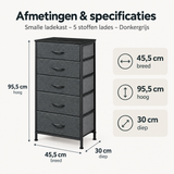 Afmetingen en productspecificaties van smalle ladekast