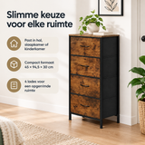 Praktische toepassing en keuzehulp voor smalle ladekast met 4 stoffen lades