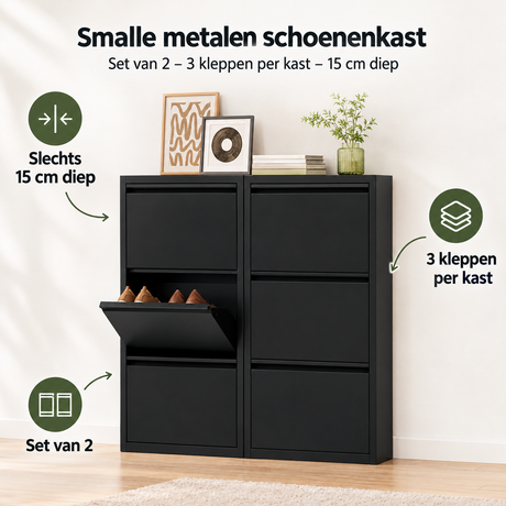 Belangrijkste voordelen en eigenschappen van smalle metalen schoenenkast