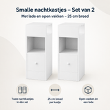 Overzicht van smalle nachtkastjes set van 2 met de belangrijkste productvoordelen