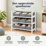 Praktische toepassing en keuzehulp voor speelgoedkast met bakken