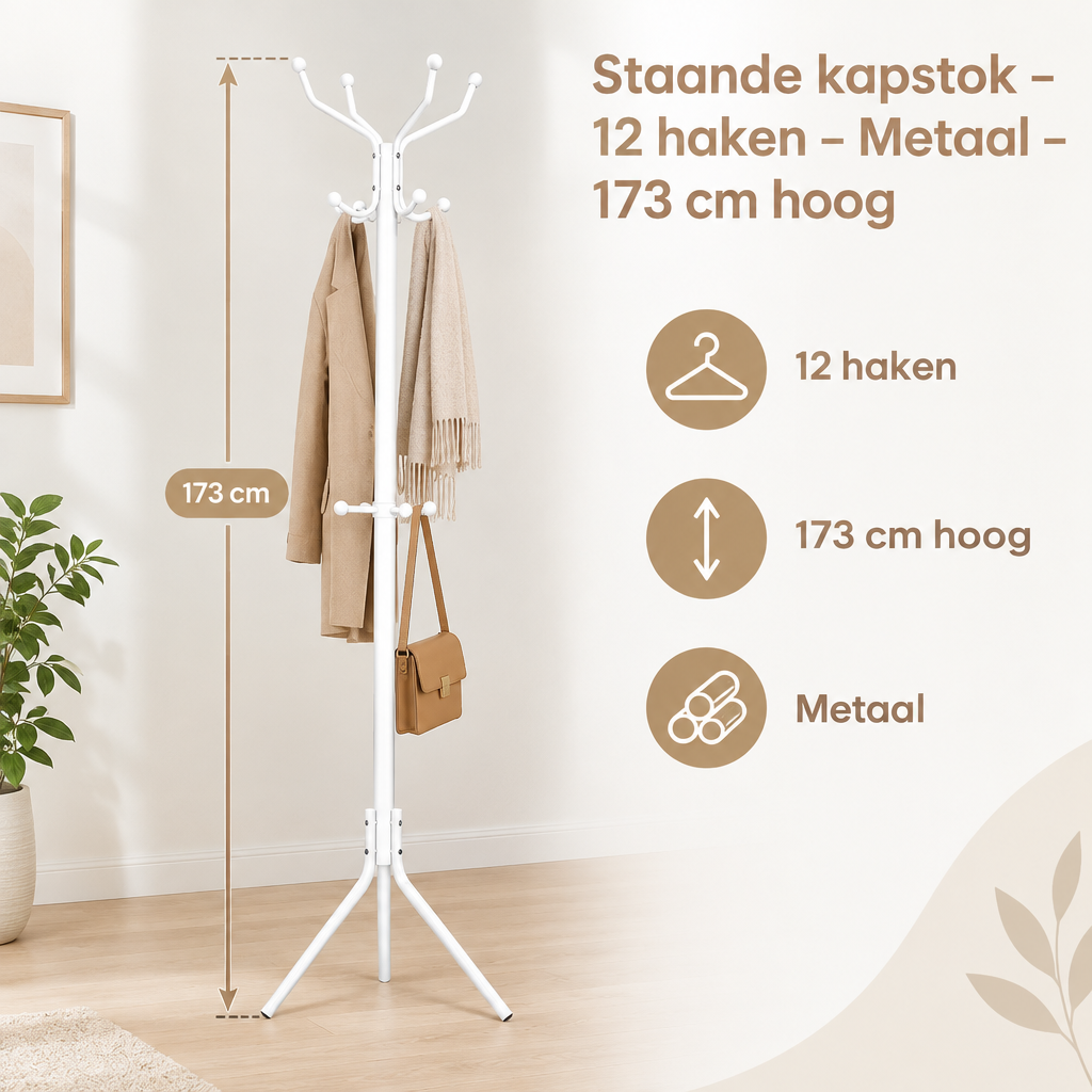 Afmetingen en productspecificaties van staande kapstok