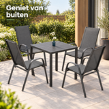 Stapelbare tuinstoelen van BukkitBow met hoge rugleuning en armleuningen, geschikt voor buitengebruik, set van 2 of 4.