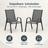 Overzicht van stapelbare tuinstoelen met de belangrijkste productvoordelen