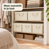 stoffen opbergboxen met deksel in gebruik in een passende praktijksituatie