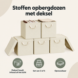 Overzicht van stoffen opbergdozen met deksel met de belangrijkste productvoordelen