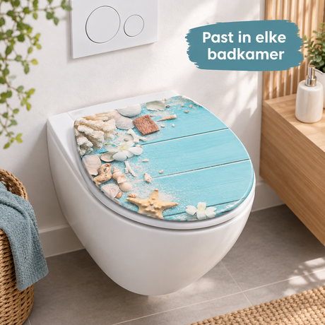 toiletbril met print in gebruik in een passende praktijksituatie
