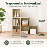Afmetingen en productspecificaties van trapvormige boekenkast