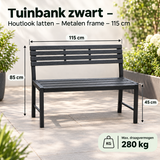 Afmetingen en productspecificaties van tuinbank zwart