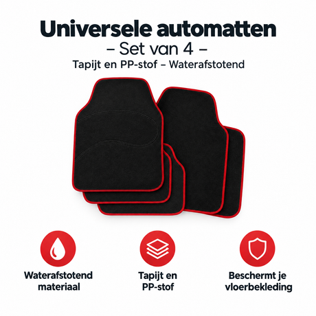 Set van 4 universele autobehautomatten van tapijt en PP-stof, waterafstotend, geschikt voor verschillende autotypen, van BukkitBow
