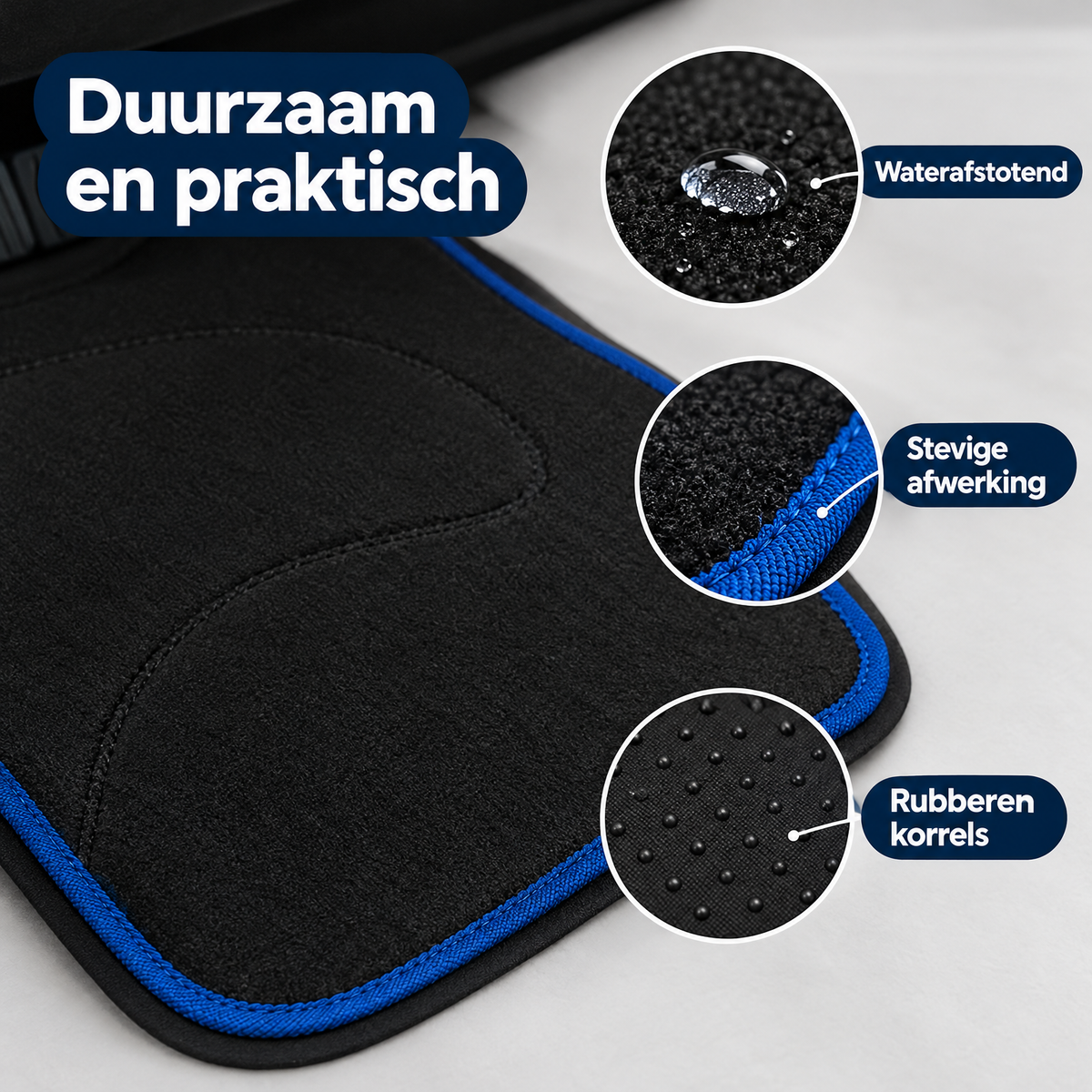 Detail van materiaal en afwerking van universele automatten