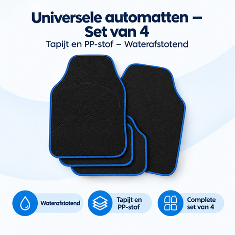 Set van 4 universele automatten van tapijt en PP-stof, waterafstotend, geschikt voor diverse autotypen, van BukkitBow