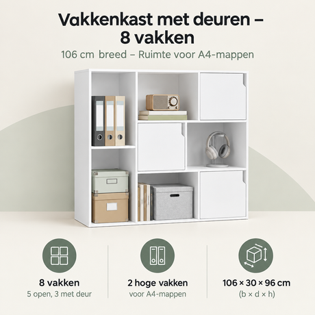 Overzicht van vakkenkast met deuren met de belangrijkste productvoordelen