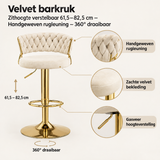 Detail van materiaal en afwerking van velvet barkruk