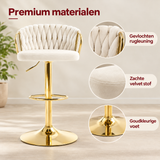 Detail van materiaal en afwerking van velvet barkruk