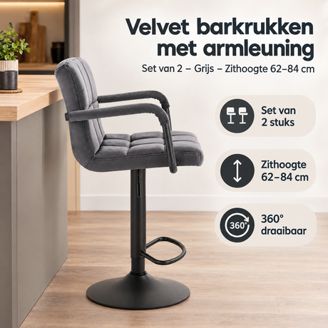 Praktische toepassing en keuzehulp voor velvet barkrukken met armleuning