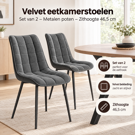 Praktische toepassing en keuzehulp voor velvet eetkamerstoelen
