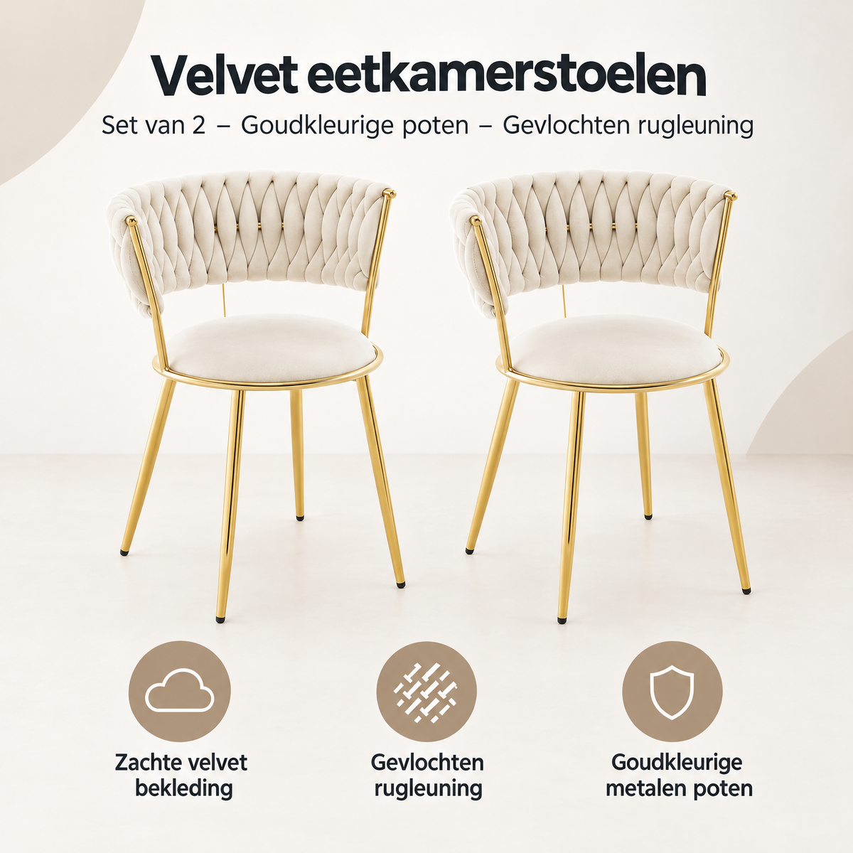 Overzicht van velvet eetkamerstoelen met de belangrijkste productvoordelen