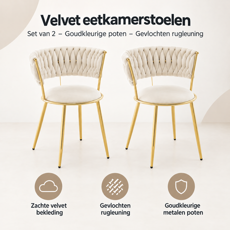 Overzicht van velvet eetkamerstoelen met de belangrijkste productvoordelen