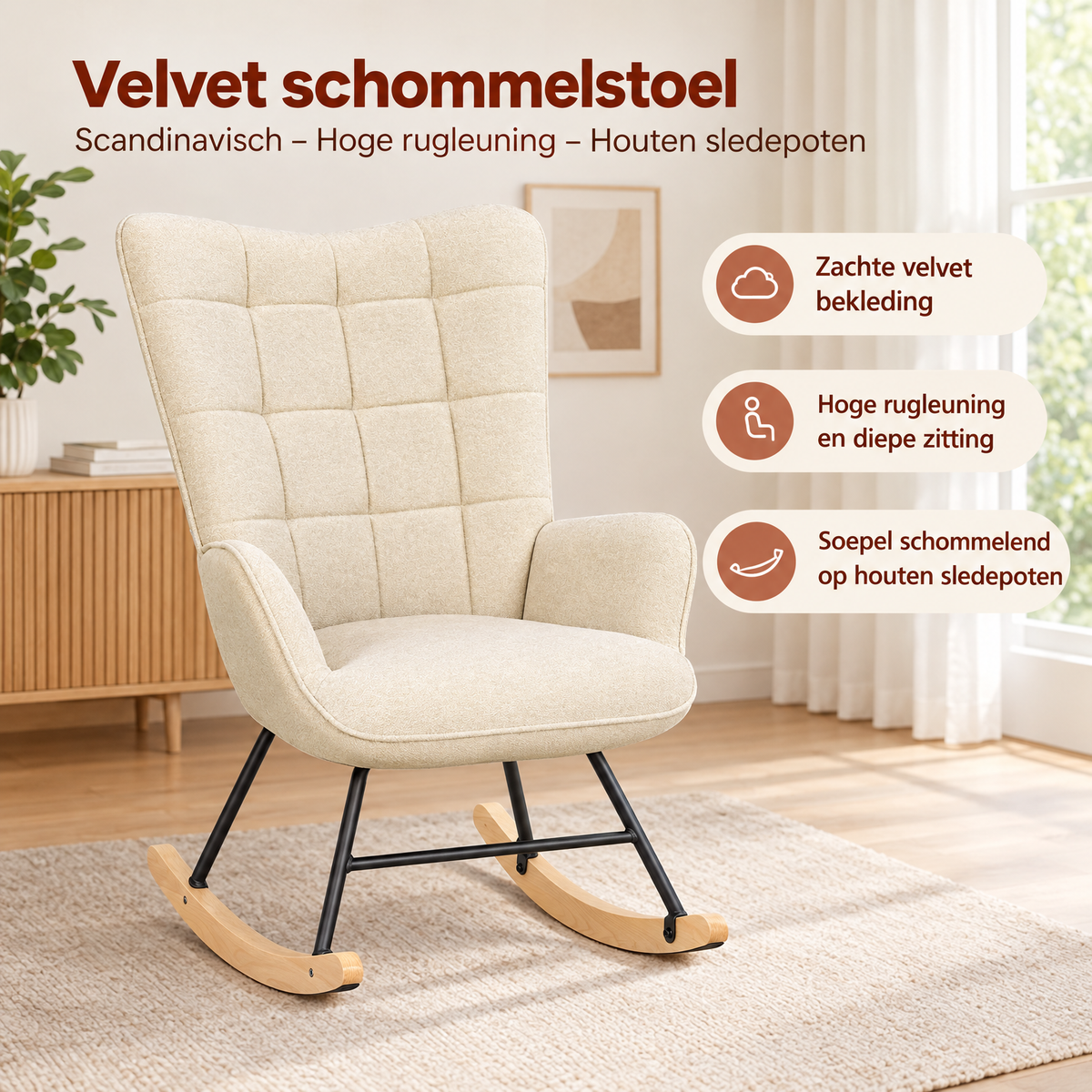 Praktische toepassing en keuzehulp voor velvet schommelstoel