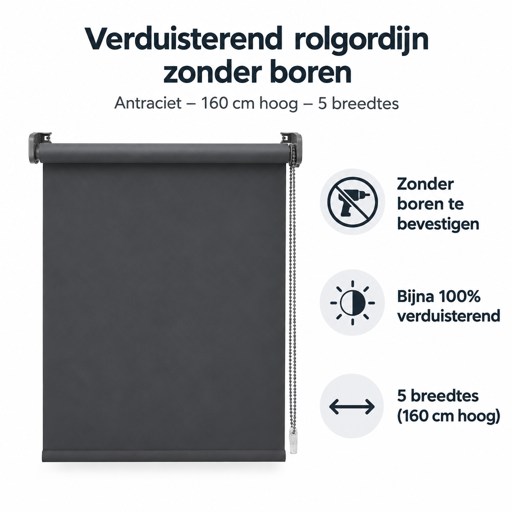 Belangrijkste voordelen en eigenschappen van verduisterend rolgordijn zonder boren