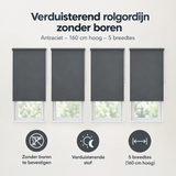 Overzicht van verduisterend rolgordijn zonder boren met de belangrijkste productvoordelen