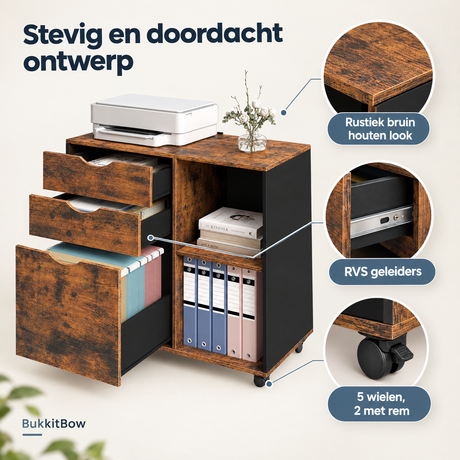 Detail van materiaal en afwerking van verrijdbare archiefkast