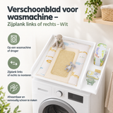 Wit verschoonblad voor wasmachine, zijplank links of rechts, BukkitBow verschoonopzetstuk voor praktische wasmachine bescherming