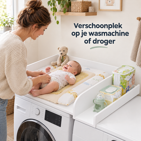 Wit verschoonblad voor wasmachine, zijplank links of rechts, van BukkitBow, geschikt voor gebruik bij wasmachine.