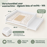 Wit verschoonblad voor wasmachine, zijplank links of rechts, BukkitBow verschoonopzetstuk, geschikt voor wasmachine.