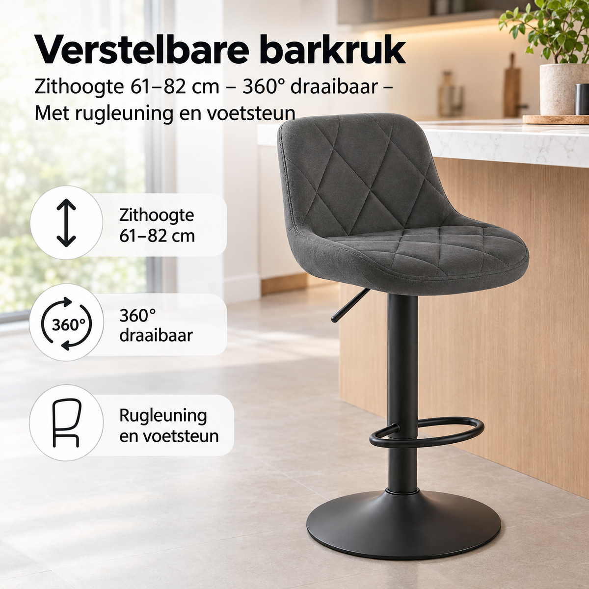 Praktische toepassing en keuzehulp voor verstelbare barkruk
