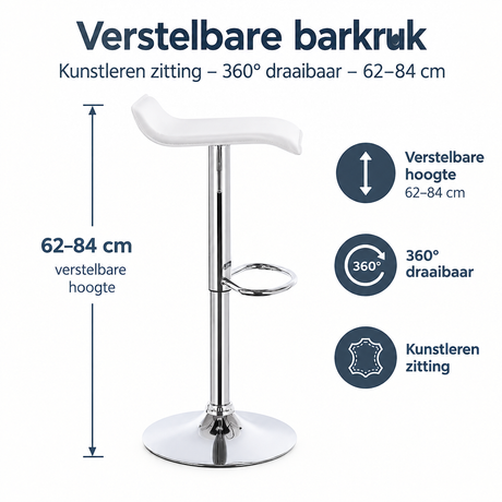Afmetingen en productspecificaties van verstelbare barkruk