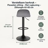 Afmetingen en productspecificaties van verstelbare barkruk