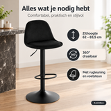Verstelbare barkruk van BukkitBow met rugleuning, 360° draaibaar en in hoogte verstelbaar van 62 tot 83,5 cm