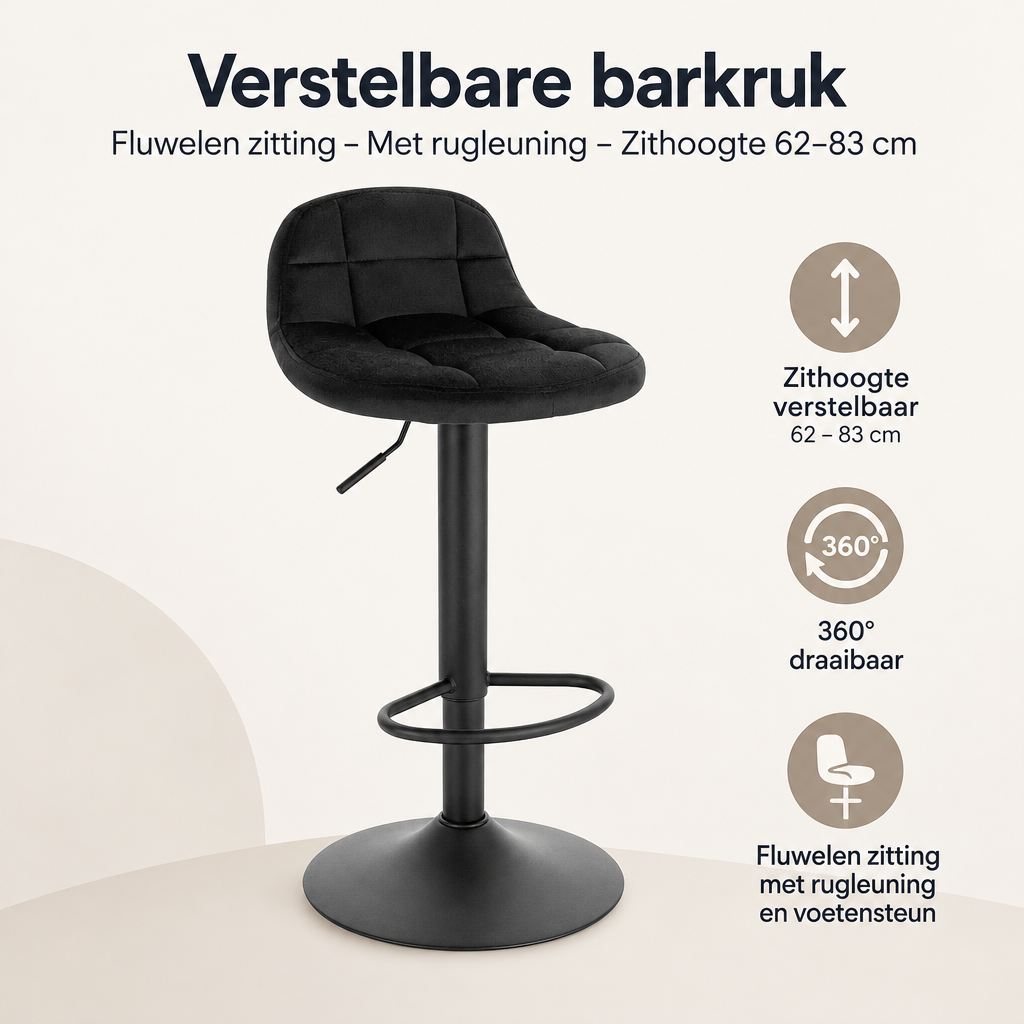 Overzicht van verstelbare barkruk met de belangrijkste productvoordelen