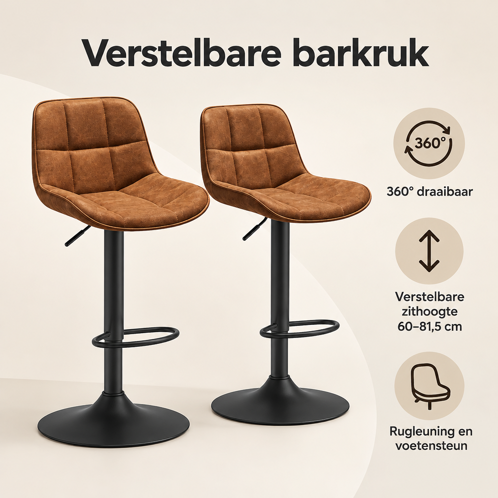 Overzicht van verstelbare barkruk met de belangrijkste productvoordelen
